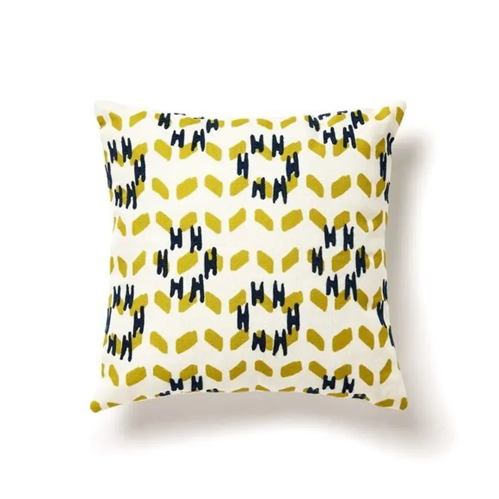 Divine Home CF Arrow Root Indoor/Outdoor Throw Pillow, Gold/Blue/White 17